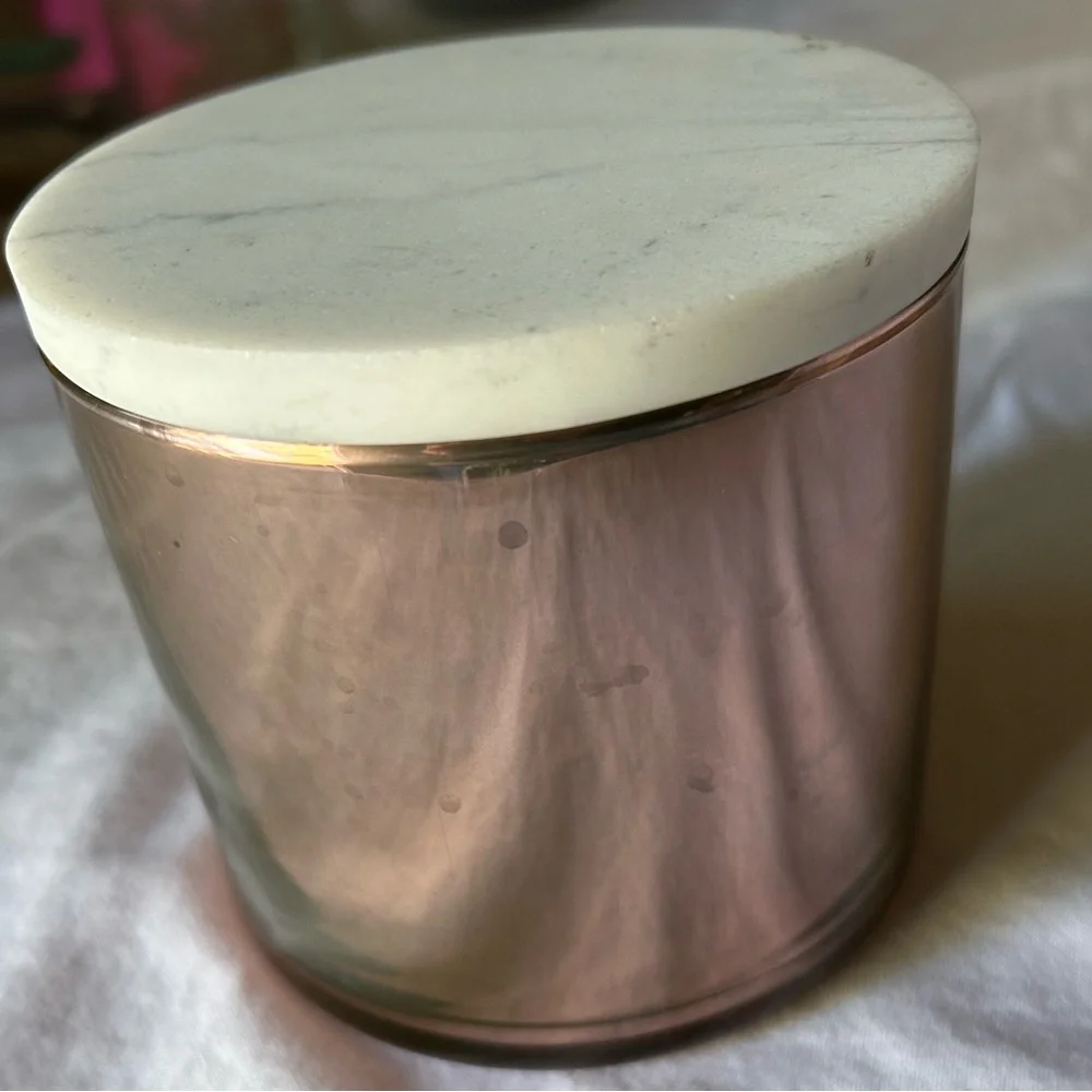 Marble Lid Mercury Pink Glass Storage Jar